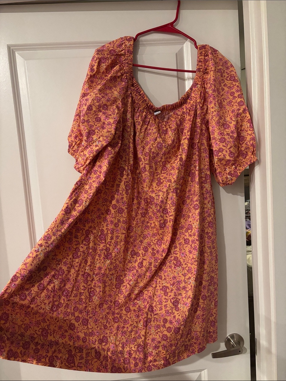 Old Navy Orange and Pink Floral Smocked Top